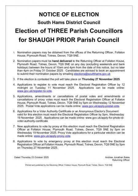 Election of three Parish Councillors