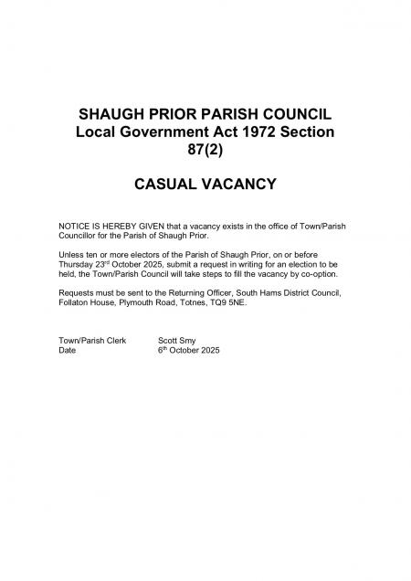 Paraish Cllr. Vacancy