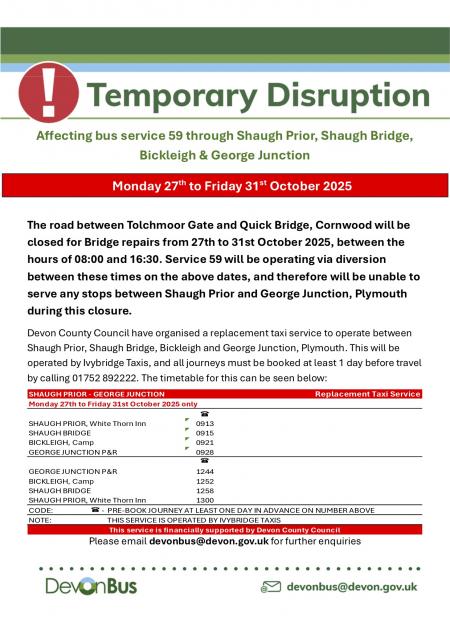 Local Bus service 59 disruption