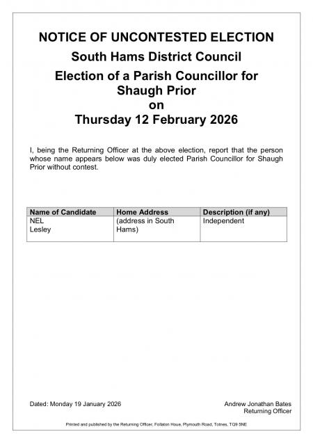 Notice of Uncontested Election